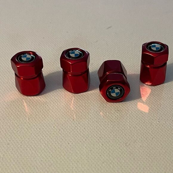 BMW Valve Stem Caps in Red Set of 4 NWT - Picture 3 of 4